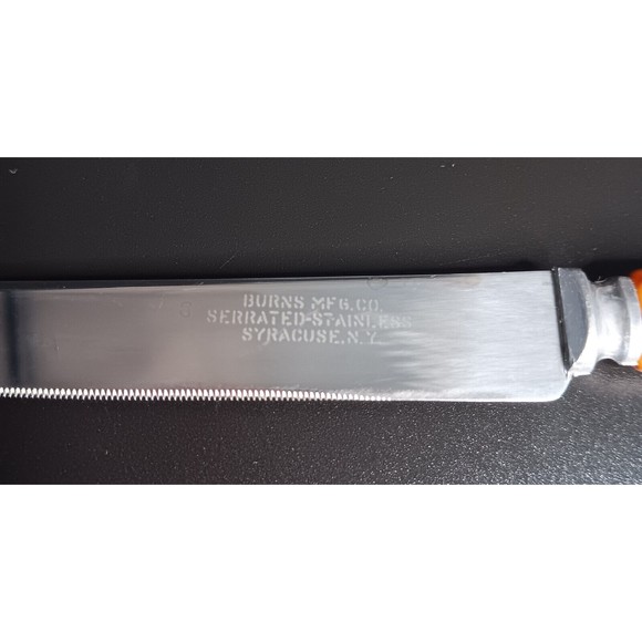 Burns Mfg Co Syracuse NY Bakelite Handle Serrated Steak Knives Cutlery Set 6 MCM - Picture 4 of 5